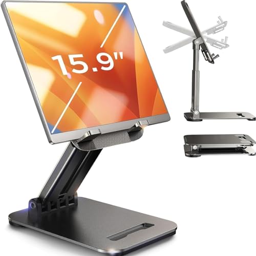 LISEN Tablet Stand for iPad Stand Holder Desk, Foldable iPad Pro Holder Portable Monitor Stand, iPad 10th Generation Accessories for Home Office Kindle 2024 iPad Pro Mini 4-15.9"