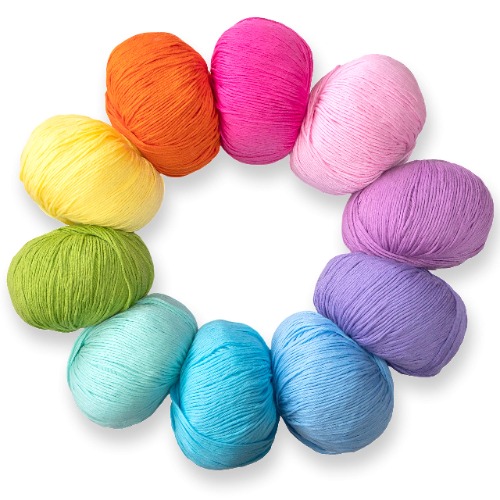 Pure Cotton Yarn Set - Pack of 10 Skeins, Total 1850 Yards. 