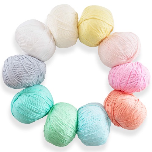 Pure Cotton Yarn Set - Pack of 10 Skeins, Total 1850 Yards