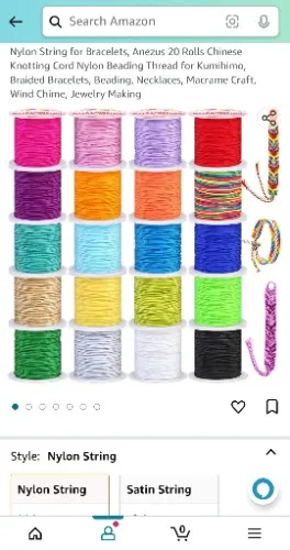 Amazon.com: Nylon String for Bracelets, Anezus 20 Rolls Chinese Knotting Cord Nylon Beading Thread for Kumihimo, Braided Bracelets, Beading, Necklaces, Macrame Craft, Wind Chime, Jewelry Making : Everything Else