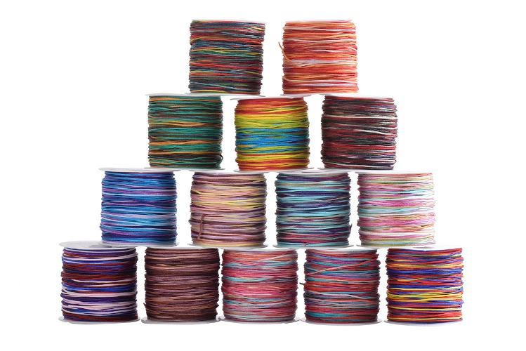 KONMAY Nylon Beading Cord,560 Yards Mixed of 14 Rainbow Colors, 0.8mm Trim Thread for Chinese Knotting, Kumihimo, Beading, Macramé, Jewelry Making, Sewing, Rainbow Mixed - 0.8mm Rainbow Mixed