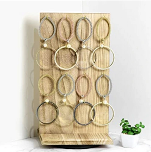 Oak Wooden Two-Sided Jewelry Display Stand