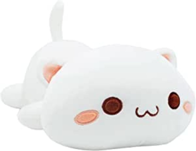 Onsoyours Cute Kitten Plush Toy Stuffed Animal Pet Kitty Soft Anime Cat Plush Pillow for Kids (White A, 20") - White a 20''