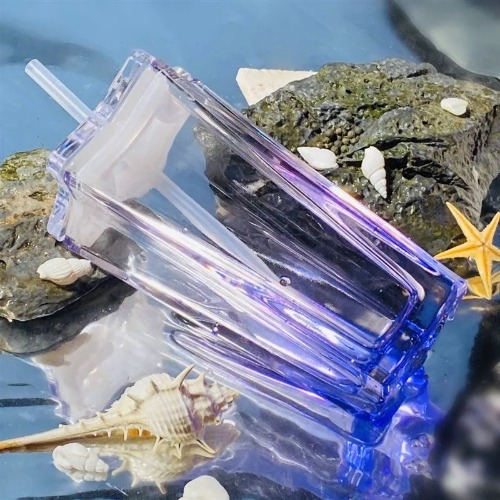 Star Shaped Drinking Glass with Straw - Gradient  purple / 250ml