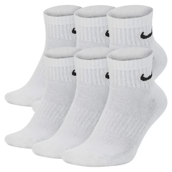 Nike Everyday Cushion Ankle Training Socks (6 Pair) - Large White/Black