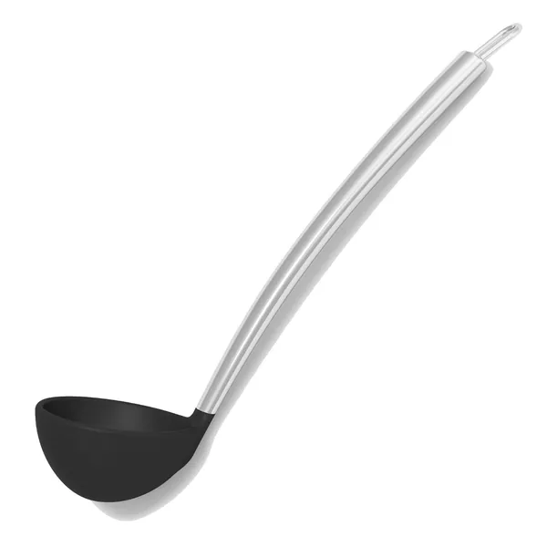 Silicone & Stainless Steel Soup Ladle w/CoolerGrip Handle & Flexedge Silicone by Cooler Kitchen - Black