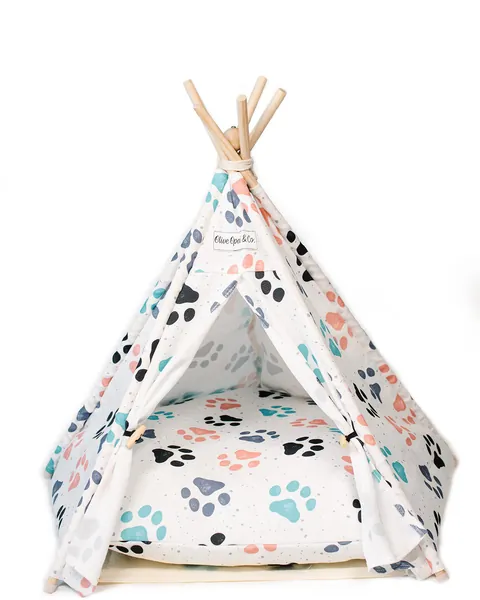 Olive Opal & Co. Dog Teepee | Cat Teepee | Washable Pet Tent with Stabilizer | 24 Inches Tall | Super Plush Dog Tent Bed w/ Removable Cover | Cat Tent Bed | Pet Teepee | Cat Tents for Indoor Cats