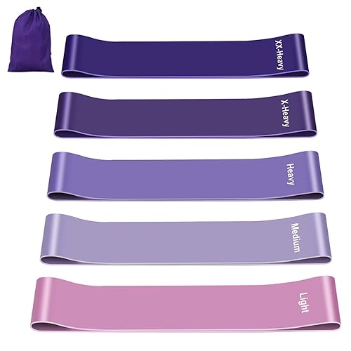 Fokky Bandas Elasticas Musculacion [Set of 5],Cintas Elasticas Musculacion Skin-Friendly Gomas Elasticas Musculacion,Bandas Elasticas Fitness con Bolsa Almacenamiento para Piernas,Glúteos,Brazos,Yoga - Púrpura