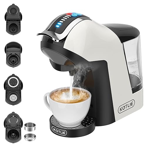 19Bar 5en1 Máquina de Café Espresso Multicápsulas para Nespresso/Dolce Gusto/LAV*ZZA A MODO MIO y Cápsulas de Café Molido/ESE EM-308A (Blanco-EU) - Blanco-eu