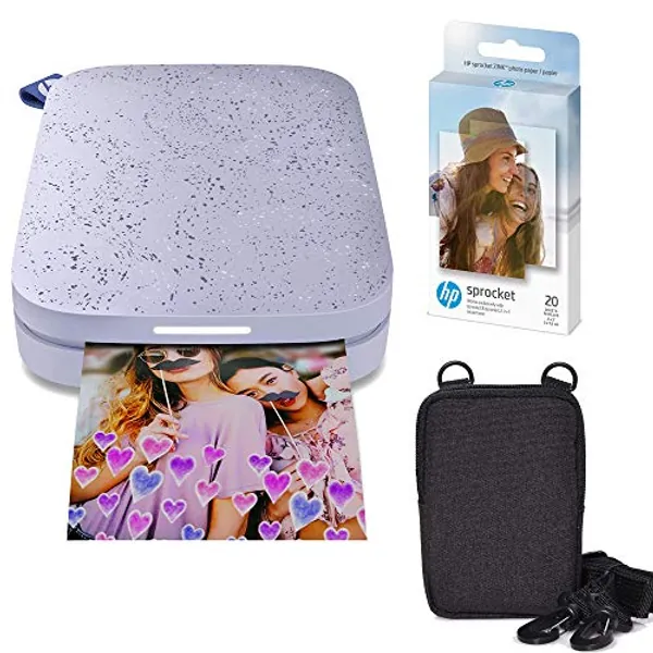 HP Sprocket Portable 2x3 Color Instant Photo Printer (Lilac) Zink Paper Bundle