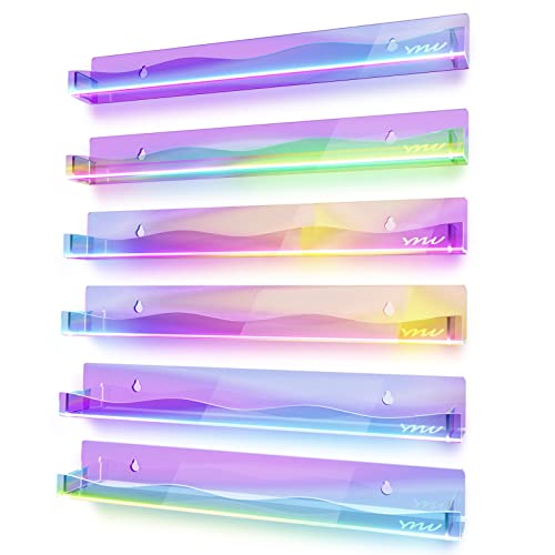 YMVV 15" Nail Polish Rack, Clear Rainbow Iridescent Acrylic Nail Polish Organizer