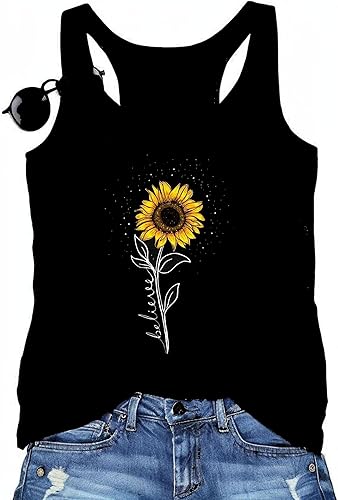 MQSVPUT Womens Tank Tops Summer Racerback Graphic Tanks Beach Vacation Tops Loose Running Athletic Sleeveless Shirt Cami - Small - F-black1