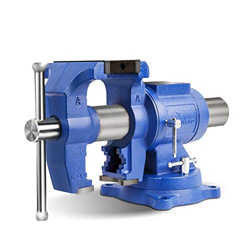 Forward DT08125A 5-Inch Heavy Duty Bench Vise 360-Degree Swivel Base and Head with Anvil (5", Ductile Iron) - DT08125A-5In