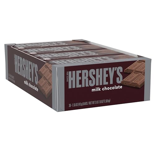 HERSHEY'S Milk Chocolate Candy Bars 1.55 oz (Pack of 36) | 36 Count - Milk Chocolate - 1.55 Ounce (Pack of 36)