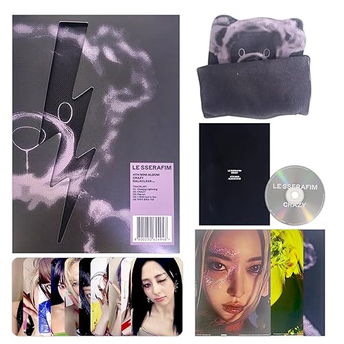 LE SSERAFIM - 4th Mini Album CRAZY BALACLAVA Ver. Outer Box + Booklet + Lyric Book Photocard + Postcard + 2 Pin Badges + 4 Extra Photocards