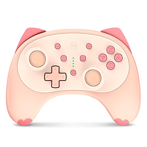IINE Cat Controller for Nintendo Switch with 3.5mm Headset Jacked,Cute Wireless Pro Controller Kawaii Game Accessory,Orange