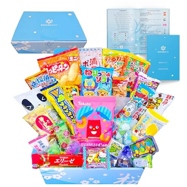 Sakura Box Japanese Snacks & Candy 30 Piece Dagashi Set Gift (Box)