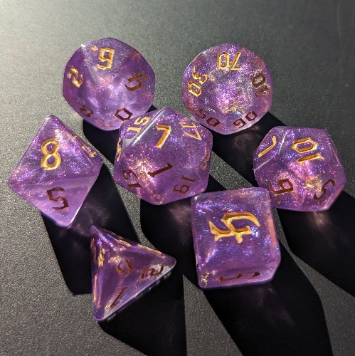 Purple Frosting - Iridescent dice set - 7 piece RPG dice set