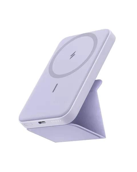 Anker 622 Magnetic Wireless Portable Charger (MagGo), 5000mAh Foldable Magnetic Battery and USB-C for iPhone 13/12 Series (Misty Blue) (Lilac Purple)