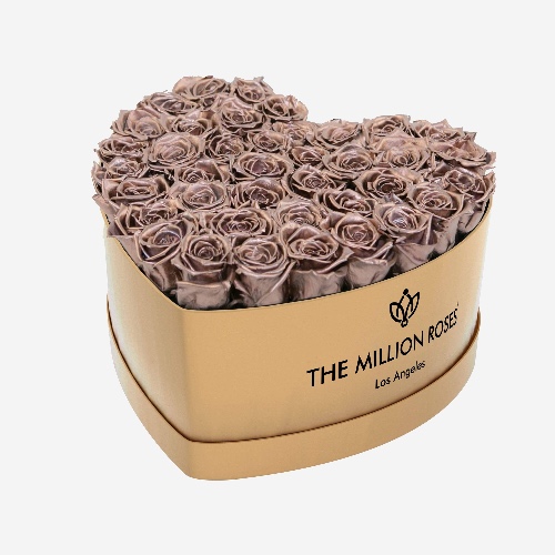 Heart Gold Box | Rose Gold Roses 