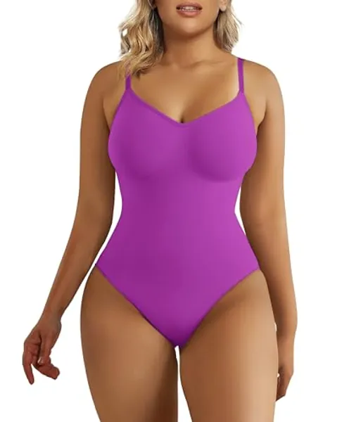 SHAPERX Shapewear Damen Bauchweg Bodysuit Formender Body Shaper Sculpting Tanga mit Verstellbarer Schultergurt