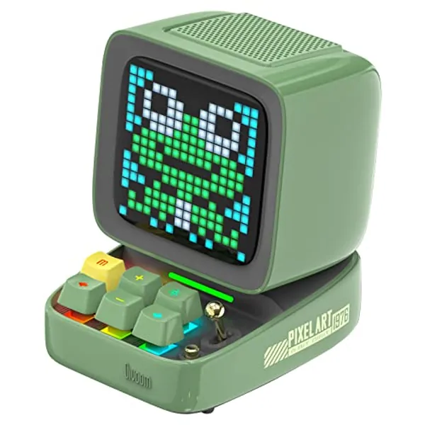 Divoom Ditoo Pixel Art LED Tragbarer Bluetooth Lautsprecher, 256 Programmierbares LED Panel mit Party Licht, Smart Digital Tischuhr, Gaming Musikbox unterstützt TF Karte & Radio