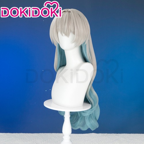 DokiDoki Game Honkai: Star Rail Cosplay Firefly Wig Long Curly Grey Green Wig / Headpiece Headwear | Wig Only-Order Processing Time Refer to Description Page