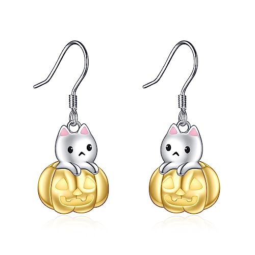 Koala Drop Earrings for Women 925 Sterling Silver Teacup Dangle Earrings for Girls Koala Jewelry Gift - pumpkin cat