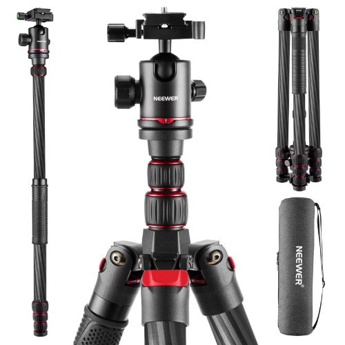 NEEWER N55CR 80.7” Carbon Fiber Tripod with 2 Section Center Axes | Default Title