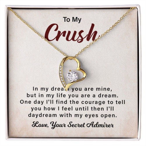 Jewelayer To My Crush Necklace For Women, When I Found You, I Found Me, Romantic Necklaces For Couples, I'll Be Yours Forever, Just Tell Me When To Start, The First Time I Saw You, My Heart Whispered That's The One Love Your Secret Admirer, Soulmate Necklace For Women Forever Love Necklace. - To My Crush I'll DayDream With My Eyes Open B- 18K Yellow Gold Finish (Luxury Box)