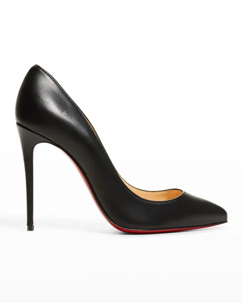 Pigalle Follies Leather 100mm Red Sole High-Heel Pumps, Black