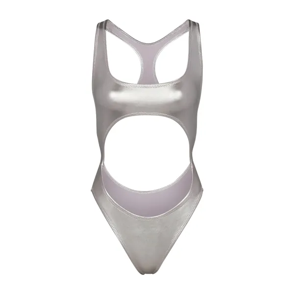 METALLIC SWIM CUT-OUT MONOKINI | NICKEL | NICKEL / M
