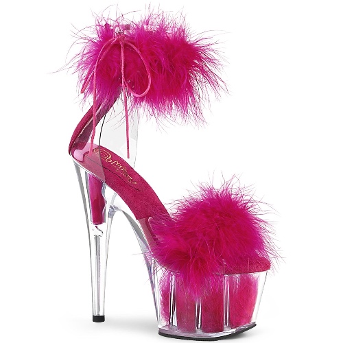 Pleaser Adore-724F | Clear-Hot Pink Fur/Hot Pink Fur / 7