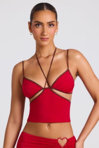 Contrast Binding Cami Top in Fire Red | 0 / A-C