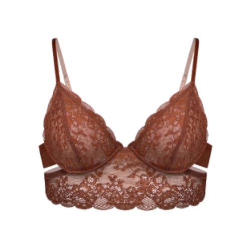 Wild Lace Long Line Bra Salted Caramel - XS 32B/34A / Salted Caramel