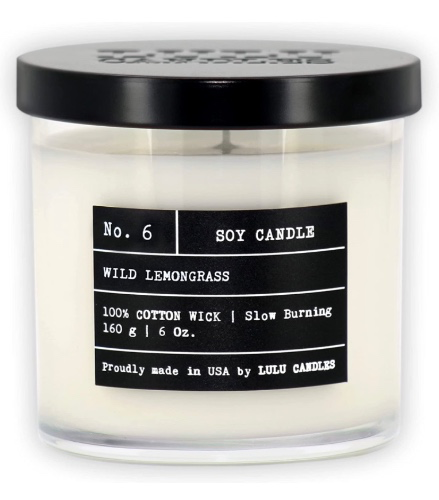 Lulu Candles | Wild Lemongrass | Luxury Scented Soy Jar Candle | Hand Poured in The USA | Highly Scented & Long Lasting- 6 Oz. : Home & Kitchen