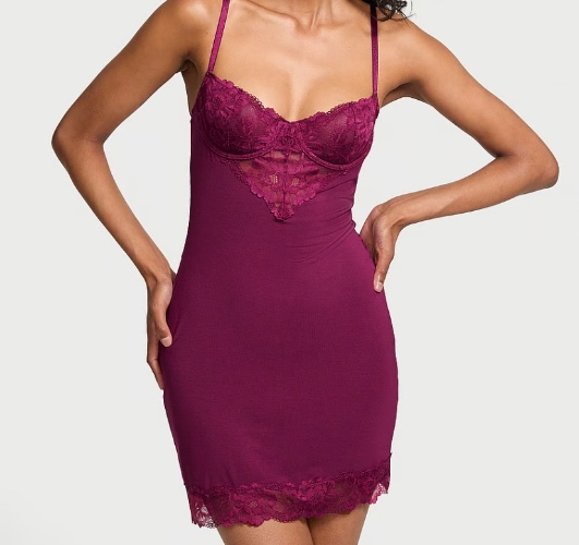 Modal & Lace Cupped Mini Slip Dress