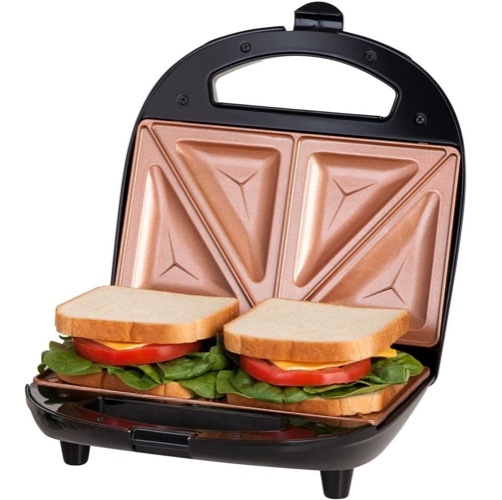 Gotham Steel Sandwich Maker, Toaster Panini Press Breakfast Sandwich Maker with Nonstick Surface, Makes 2 Sandwiches in Minutes, with Easy Cut Edges and Indicator Lights, College Dorm Room Essentials - 