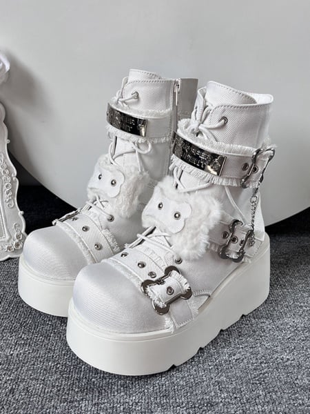 White Punk Platform Boots