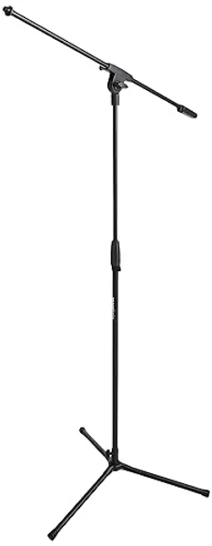 Amazon Basics Adjustable Boom Arm Height Microphone Stand with Tripod Base, Up to 85.75 Inches - Black