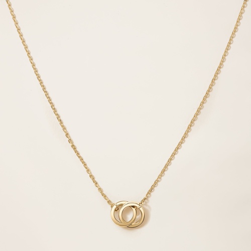 14k Solid Gold Interlocking Necklace - Yellow Gold