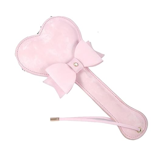 PU Leather Spanking Paddle Fetish Sex Adults Games Product for Lover BDSM Sexy Whip Flogger Bow Heart Shape Sex Toys - Pink
