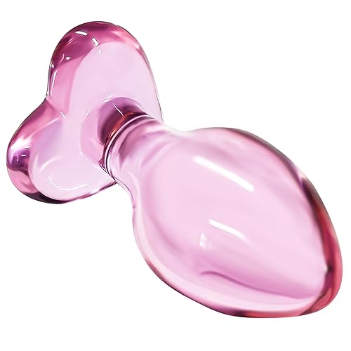 Crystal Glass Butt Plug, Pink Glass Anal Plug, Loving Heart - Transparent Pink