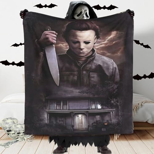 Mic-hael My-ers Blanket Horror Movie Blanket Ultra-Soft Warm Micro Fleece Throw Blanket Sherpa Plush Fleece Wearable Throw Blankets for Bed Couch Living Room (50"x40" inch) - 50"x40"