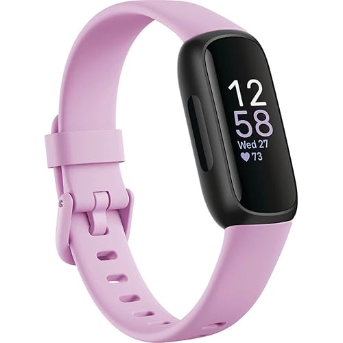 Fitbit Inspire 3 Health &-Fitness-Tracker with Stress Management, Workout Intensity, Sleep Tracking, 24/7 Heart Rate and more, Lilac Bliss/Black, One Size (S & L Bands Included) - Black/Lilac Bliss