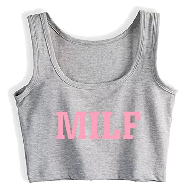 Hot Milf Funny Printed Cotton Sleeveless Crop Top