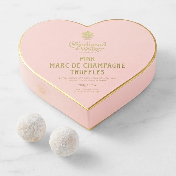 Charbonnel et Walker Pink Heart Marc de Champagne Truffles | Williams Sonoma