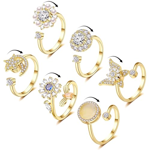 Honsny 6Pcs 14K Gold Plated 