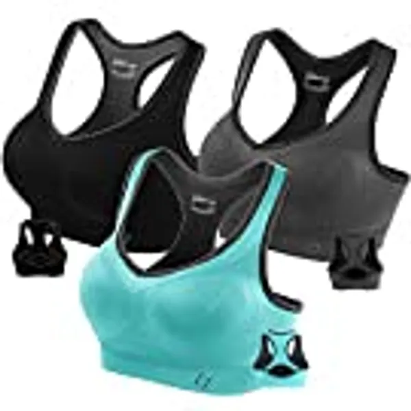 FITTIN Racerback Sports Bras for Women - Padded Seamless High Impact Support for Yoga Gym Workout Fitness