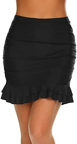 BEAUSOM Women High Waisted Swim Skirt Skirted Bikini Bottom Swimwear Bottoms with Brief